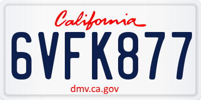 CA license plate 6VFK877