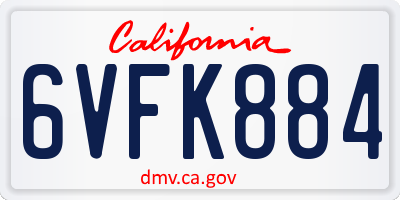 CA license plate 6VFK884