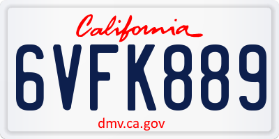 CA license plate 6VFK889