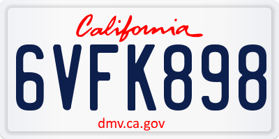 CA license plate 6VFK898