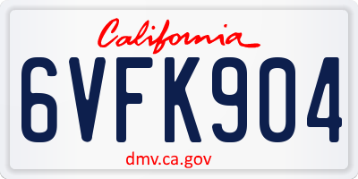 CA license plate 6VFK904