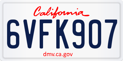 CA license plate 6VFK907