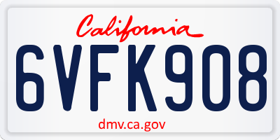 CA license plate 6VFK908