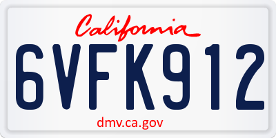 CA license plate 6VFK912