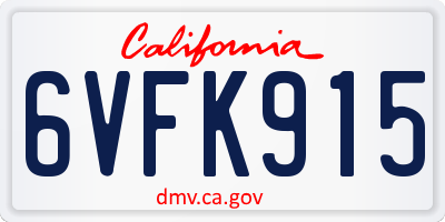CA license plate 6VFK915
