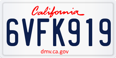 CA license plate 6VFK919