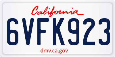 CA license plate 6VFK923