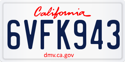 CA license plate 6VFK943