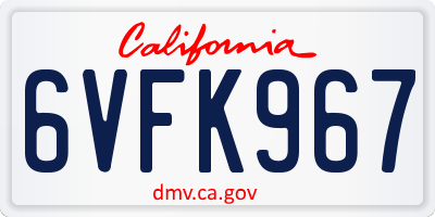 CA license plate 6VFK967