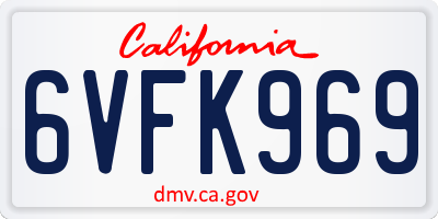 CA license plate 6VFK969