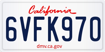 CA license plate 6VFK970