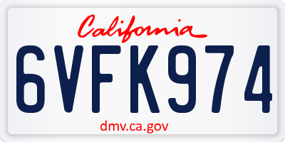 CA license plate 6VFK974