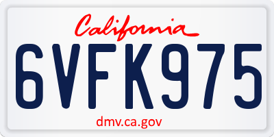 CA license plate 6VFK975