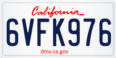 CA license plate 6VFK976