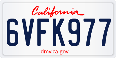 CA license plate 6VFK977