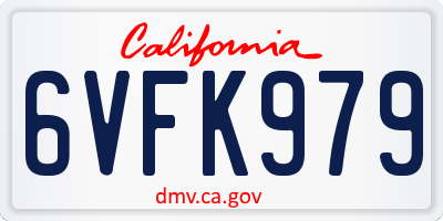 CA license plate 6VFK979