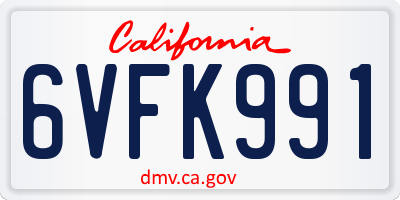 CA license plate 6VFK991