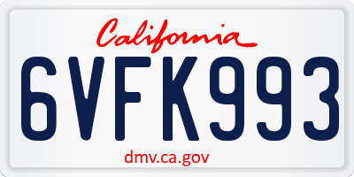 CA license plate 6VFK993