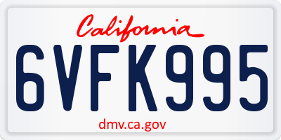 CA license plate 6VFK995