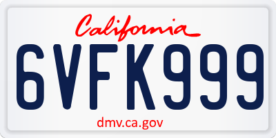 CA license plate 6VFK999