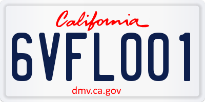 CA license plate 6VFL001