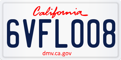 CA license plate 6VFL008