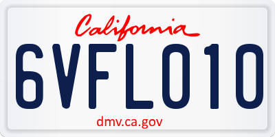 CA license plate 6VFL010