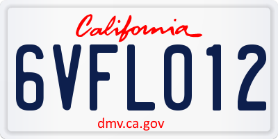 CA license plate 6VFL012