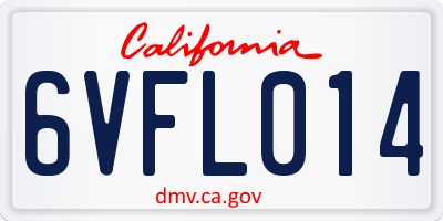 CA license plate 6VFL014