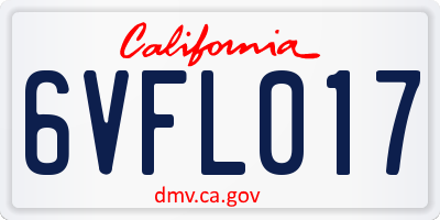 CA license plate 6VFL017
