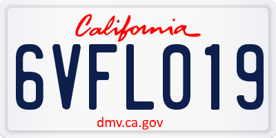 CA license plate 6VFL019