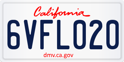 CA license plate 6VFL020