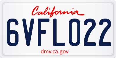 CA license plate 6VFL022