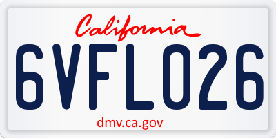 CA license plate 6VFL026