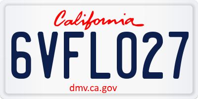 CA license plate 6VFL027