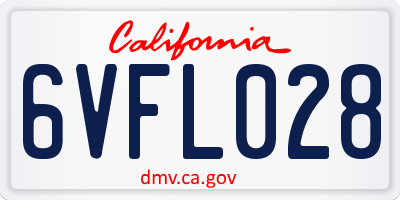 CA license plate 6VFL028