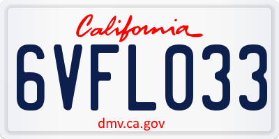 CA license plate 6VFL033