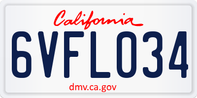 CA license plate 6VFL034