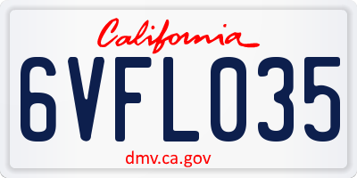 CA license plate 6VFL035