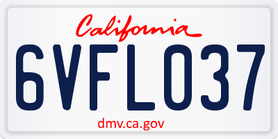 CA license plate 6VFL037