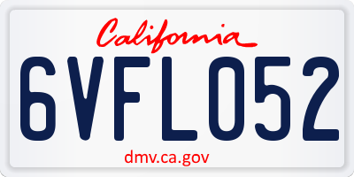 CA license plate 6VFL052