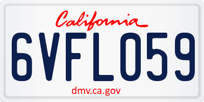 CA license plate 6VFL059