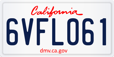 CA license plate 6VFL061