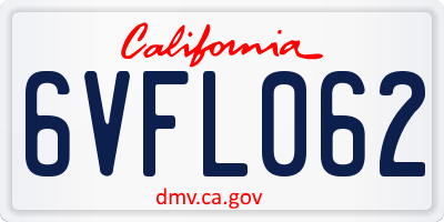 CA license plate 6VFL062