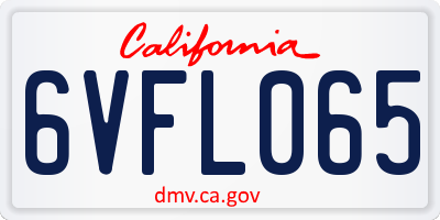 CA license plate 6VFL065