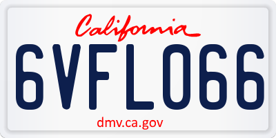 CA license plate 6VFL066