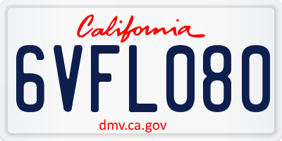 CA license plate 6VFL080