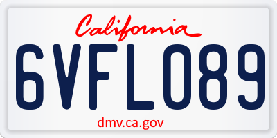 CA license plate 6VFL089