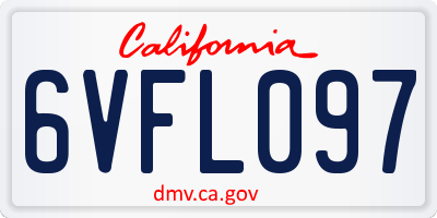 CA license plate 6VFL097