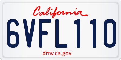 CA license plate 6VFL110